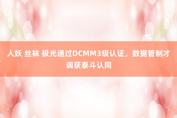 人妖 丝袜 极光通过DCMM3级认证，数据管制才调获泰斗认同