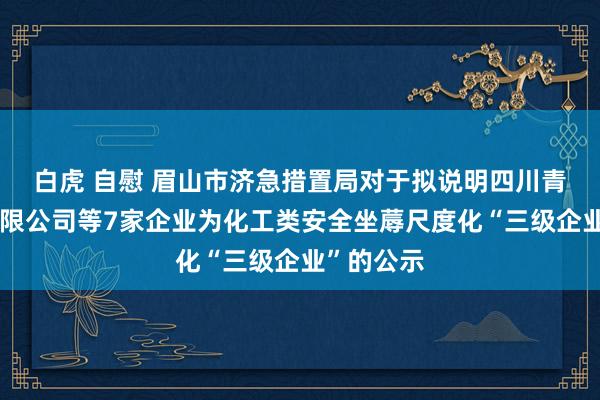 白虎 自慰 眉山市济急措置局对于拟说明四川青木制药有限公司等7家企业为化工类安全坐蓐尺度化“三级企业”的公示